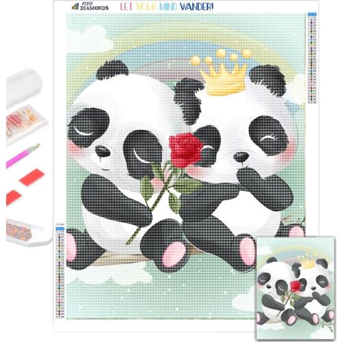 DIY Diamond Painting Cartoon Panda Full Diamond Embroidery Animal Mosaic Paintings Art Cross Stitch Wall Sticker Room Decor Art