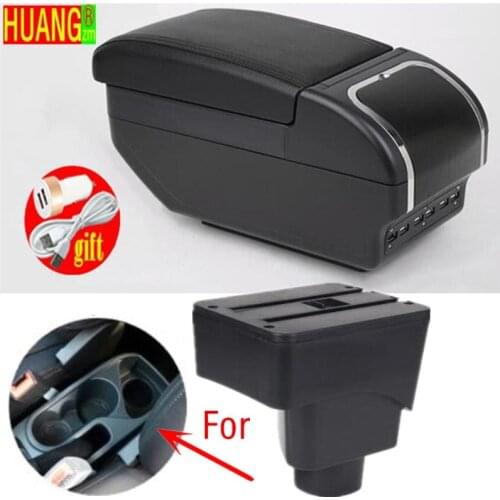 For FORD EcoSport Armrest Retrofit parts Interior Storage box 3USB LED Simple installation Car Armrest box
