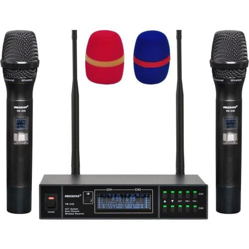FREEBOSS FB-U32 2 Way 2x99 Adjustable Multi Frequency Metal Handheld Party Karaoke Church School Wireless Microphone System