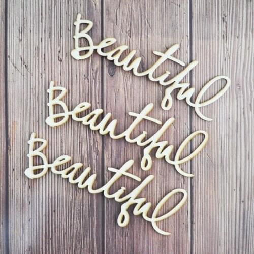 Happymems Wood Letters 100pcs Beautiful word DIY wooden shape Scrapbooking Home wedding Decorations wooden Embellishments Crafts