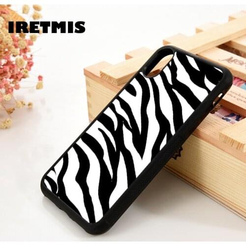 Iretmis 5 5S SE 6 6S TPU Silicone Rubber Phone Case Cover for iPhone 7 8 Plus X Xs 11 12 MINI Pro Max XR Zebra Pattern