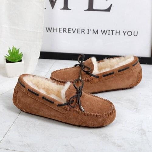 Classic Cowhide Genuine Leather Wool Women Shoes 2020 Cheap Snow Boots Women Snow Boots Warm Shoes For Women Winter Flats Shoes