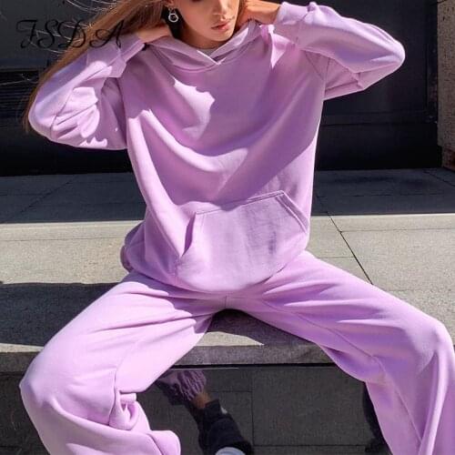 FSDA Two Piece Set Green Long Sleeve Hoodies Top And Pant Joggers Women Set Casual 2020 Autumn Winter Sport Outfits Oversized