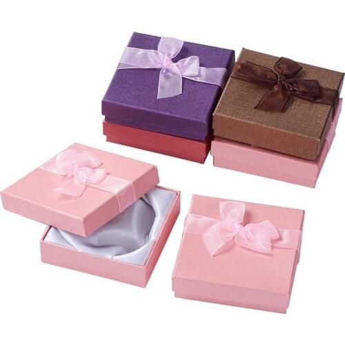 6pcs Valentines Day Gifts Boxes Packages Cardboard Necklace Bracelet Bangle Case Mixed Color Jewelry Packaging Display Boxes