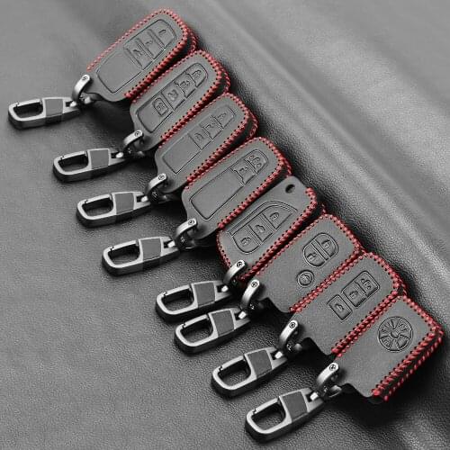 Leather Car Key Case Cover For Toyota CHR Rav4 Corolla Camry Avalon Land Cruiser Prado Prius Crown Remote Cover Car Accessories