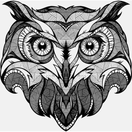Hot Sell Personality Black and White Textured Owl Head Car Stickers Accessories Motorcycle Sunscreen Waterproof PVC 11cm *11cm