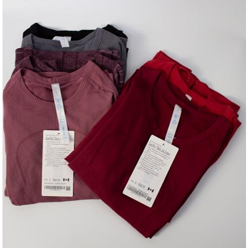 Lulu womens long sleeve sports Yoga T-shirt Comprehensive sports Switch workout GYM clothes Solid Color