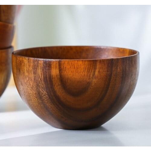 MLGB Simple Wooden Tableware Baby Rice Bowl Noodle Bowl Acacia Wood Salad Bowl Solid Wood Instant Noodle Bowl