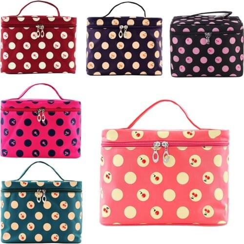 Beauticians Trendy Cherry-Pattern Big Travel Wash Organizer Case Toiletry Cosmetic Makeup Zipper Bag Multi` Large Capacity 40