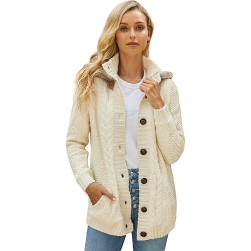 Fashion Womens Sweater 2020 New Autumn winter sweater faux fur cardigans knitted female Long sleeves Knitted casual Sweater