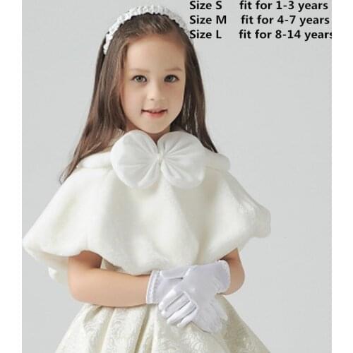 White Flower Girls Wedding Party Wraps In Stock Cheap Faux Fur Fall Winter Capes / Shrugs / Shawls / Boleros Hot