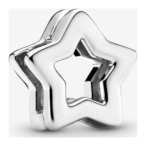 Genuine 925 Sterling Silver Star Clip Charm Silicone Beads for Jewelry Making Fits Reflexions Bracelet Berloques Wholesale
