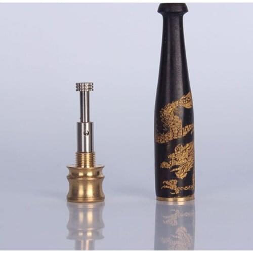 New Reusable Handmade Ebony Carving Dragon Smoke Smoking Pipe Bit Straight Filter Wooden Tobacco Filter 8mm Cigarette Holder