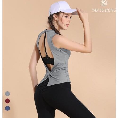 Yoga Exercise Clothing Loose Gym Crop Top Quick-drying Ves Sexy Hollow Out Sleeveless Sports Vest Female Running Fitness Vest