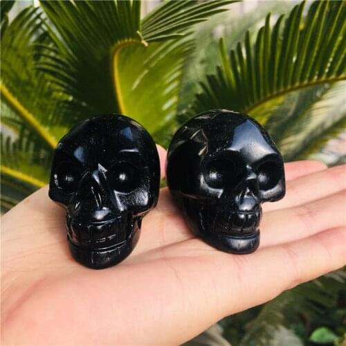 Natural crystal obsidian skull Reiki healing