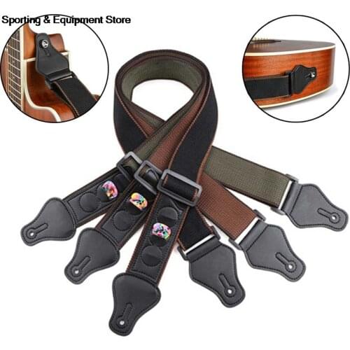 Guitar Strap Belt with 3 Pick Plectrums Lightweight Guitar Holder Strap for Acoustic Bass Ukelele Musical Instrument Part