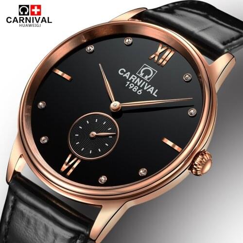 Luxury Carnival big dial ultrathin Waterproof watch men Sapphire quartz black wristwatch relogio masculino