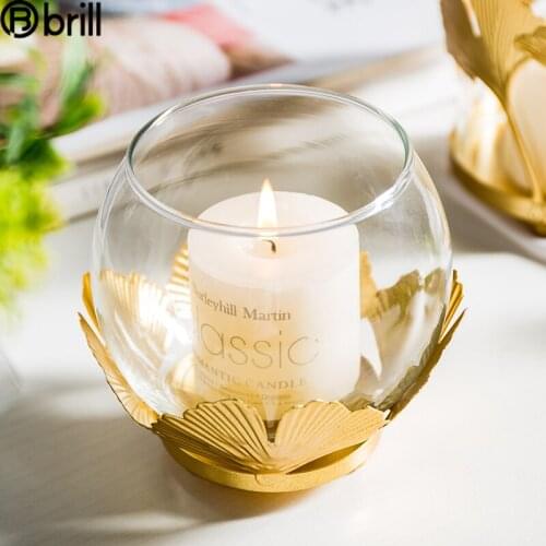 Nordic Luxury Gold Candle Holders Glass Metal Candlestick Home Decor Aromatherapy Candelabros Decorativos De Velas Portavelas