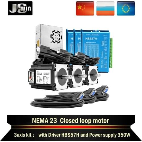 Free Shipping!Nema 23 Hybird Servo Motor Set Boat Engine:Driver HBS57H+57 Hybird Closed Loop 3N.m 2 Phase Stepper Motor