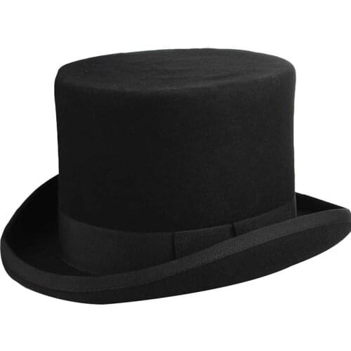 Winter Womens Wool Mens 13CM High Top Hat Cylindrical Magic Party Clothing Fedora Hat Women Large Brim