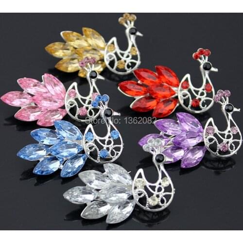 Stylish Crystal Rhinestone Peacock Brooch Pins Girl Womens Jewelry 3.3*4.6cm Crystal Brooch XZ04