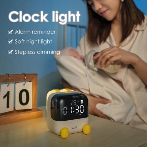 SY-033 Alarm Clock Multifunctional Night Light LED Display Screen Children Voice Control Intelligent Digital Clock for Bedroom