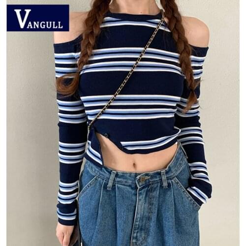 Женские полосатые футболки Vangull China At AliExpress