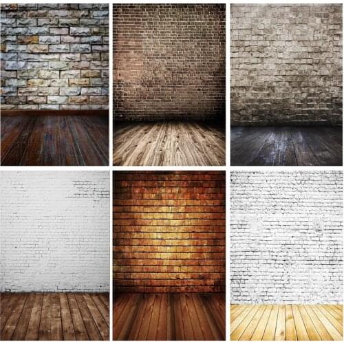 Vinyl Custom Vintage Brick Wall Wooden Floor Photography Backdrops Photo Background Studio Prop 21712 YXZQ-06