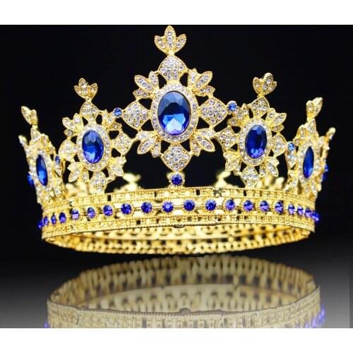 Queen King Vintage Tiara Crowns Wedding Bridal Hair Jewelry Accessories For Women Pageant Hair Ornament Bride Crystal Headpiece