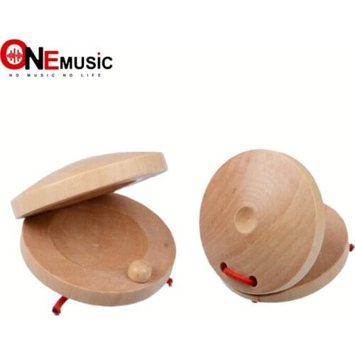 1 Pair Wooden Castanets Wood Musical Percussion Flamenco Musical Instrument