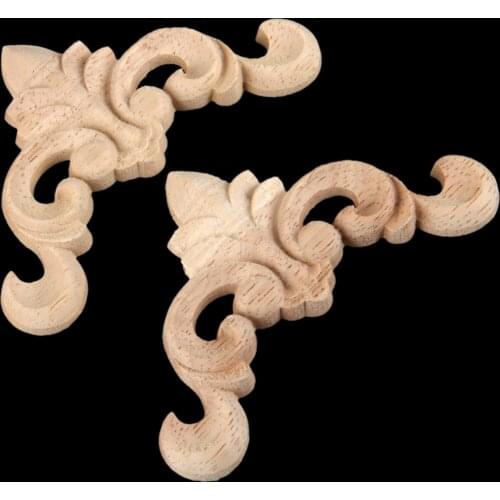 1Pc 8*8cm Woodcarving Decal Corner Applique Frame for Home Furniture Wall Door Cabinet Decor Decorative Figurines