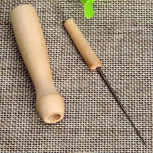 1pc Metal Felting Needles with Wooden Handle Holder Wooden Felting Needle DIY Tool Creative Craft Poke Handworking Tool