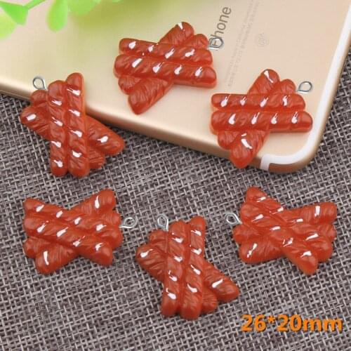 10pcs 26*20mm Handmade DIY resin French bread charms kawaii cabochon sticker simulated fake food craft decoration jewelry making