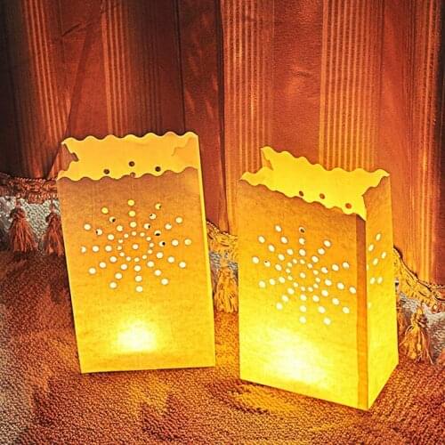10Pcs Festival Lantern Heart Tea light Holder Luminaria Paper Lantern Candle Bag for Wedding Party Home Decoration Supplies