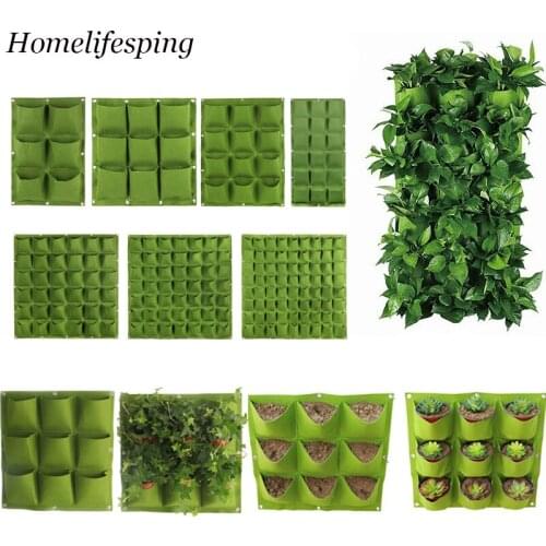 18/36/49 Pockets Hanging Green Grow Bag Planter Vertical Garden Vegetable Living Garden Bag Planter Growing Bags Flowers Supply