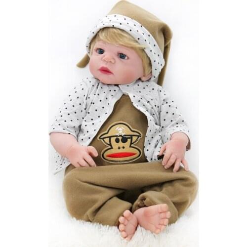 20 Inch 50cm Reborn Baby Doll Reality Touch Soft Silicone Body Cute Blond Boy Blue Eyes Rebirth Dolls Bebe Toy Childrens Gifts