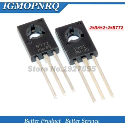 20PCS 2SD882 D882 2SB772 B772 TO-126 ( 10PCS D882 + 10PCS B772 ) TO126 PNP tube new