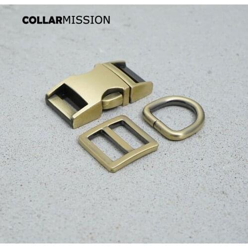 20pcs/lot(metal buckle+Tri-Glid+D ring/set)15mm metal plated buckle for bag webbing DIY dog collar accessories 8 colours