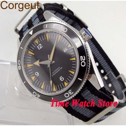 41mm corgeut Miyota 8215 5ATM Automatic mens watch Super luminous ceramic bezel nylon strap Cor2