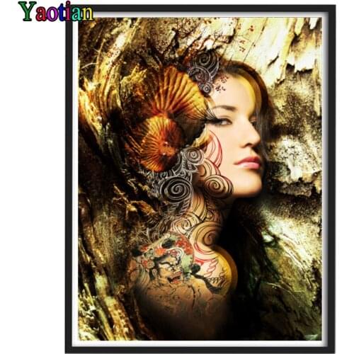 5D Diy Diamond Painting Fantasy Tattoo Woman 3D Diamond Embroidery Cross Stitch Resin Rhinestone Diamond Mosaic Art Home Decor