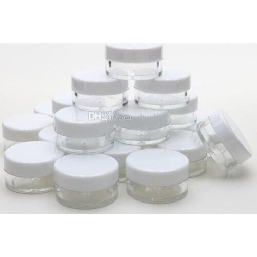 5G 5ML Empty Clear Container Jar Pot With White Lids for Powder Makeup, Cream, Lotion, Lip Balm/Gloss, Cosmetic Samples