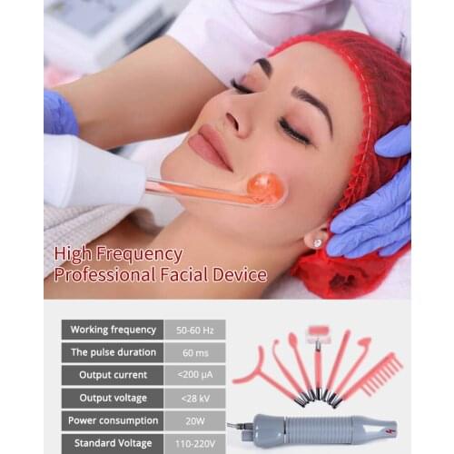 7 in 1 High Frequency Electrode Wand Electrotherapy Glass Tube Beauty Device Acne Spot Remover Facial Skin Care Spa 110V-240V