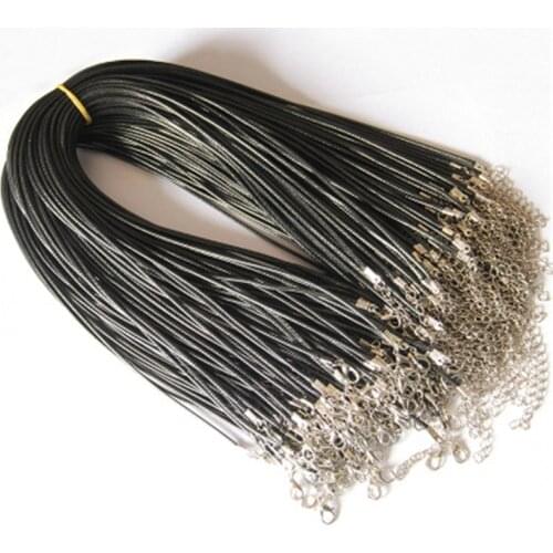 Aclovex 20pcs/lot Dia 1.5mm 2mm Lobster Clasps Leather Rope Necklace Korean Cotton Waxed Cord Thread Necklaces Fashion Jewelry