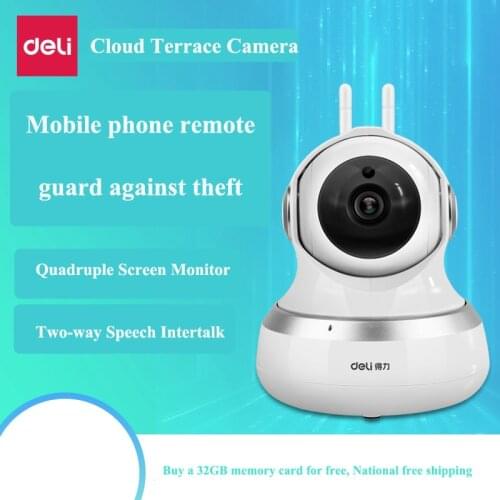 Deli CH201 Cloud Terrace 1080P wifi Wireless Smart Camera Mobile Phone Network Remote High Definition Wifi camera 32G SD card