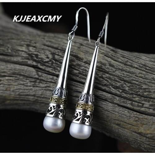 KJJEAXCMY Large petals natural mother of pearl shell beads perfect circle pearl earrings 925 sterling silver 10mm