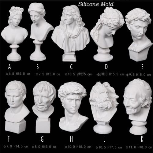 Large Size David Art Candle Molds Marseille Head Design Venus Plaster Sculpture Scented Candle Making Silicone Mould