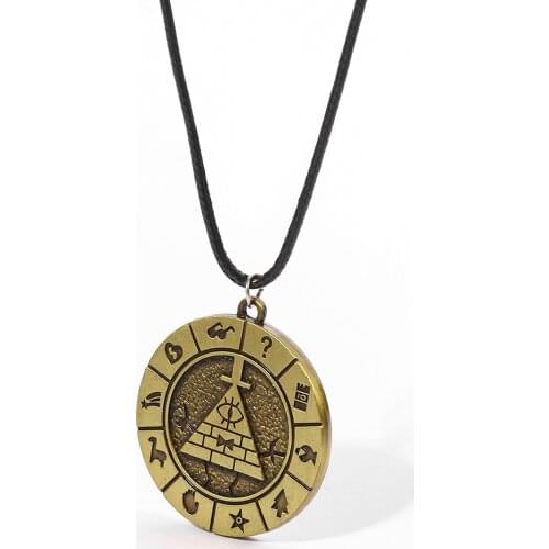 Movie Gravity Waterfall Pendant Necklace Vintage Grotesque Town Steampunk Movie Round Medallion Pendant Chain Jewelry For Men