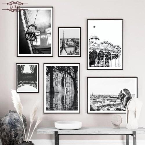 Black and White London Street City Landscape Poster Vintage Architecture Canvas Painting and Prints for Living Room Home Decor