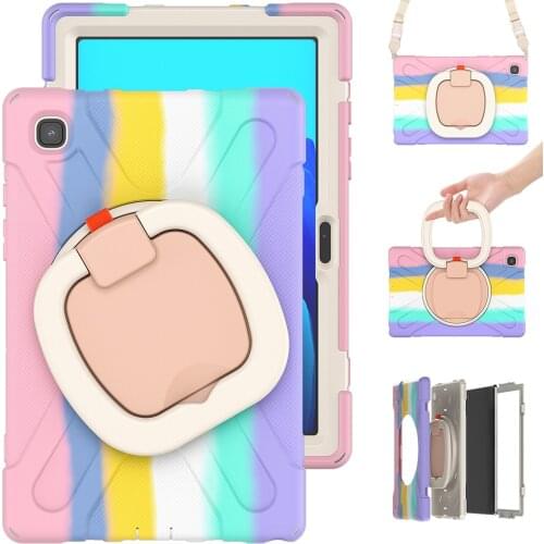 Kids Shockproof Cover for Samsung Galaxy Tab A7 10.4 T505 T500 Silicone Case with 360 Rotating Handle Bracket+Shoulder Strap