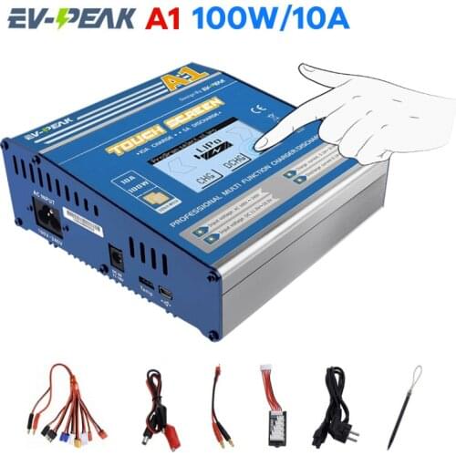 EV-PEAK A1 100W 10A 1-6S Balance Charger With JST_XH Adapter Board For LiPo LiFe NiMH NiCd Battery